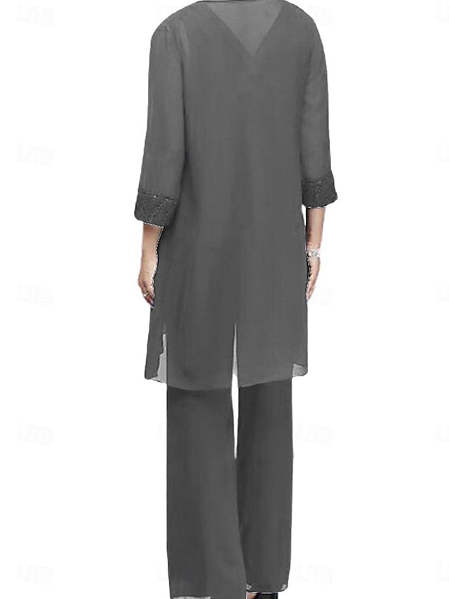 Neck Mother Piece Elegant Crew the Vintage 3 of Dress Bride