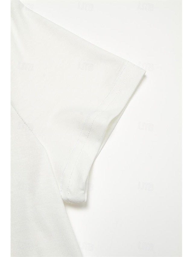 Women's T Shirt Basic Cat Print Short Sleeve Regular Tops