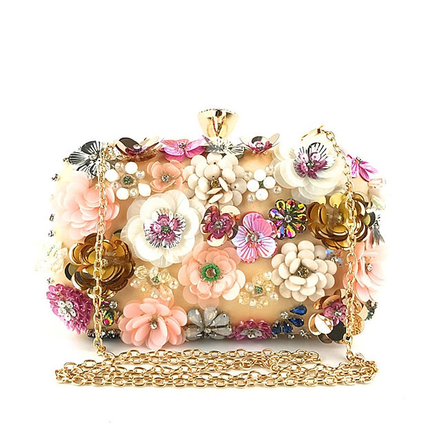 3D Floral Evening Clutch Women's Embellished Flower –