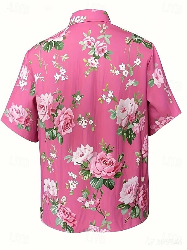 Women's Shirt Long Sleeve Button Down Blouse Floral Graphic