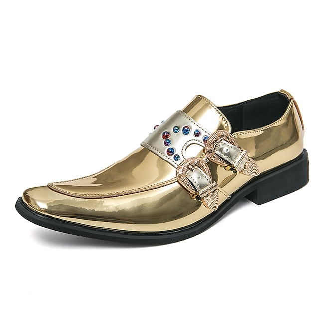 Shoes Fashion Buckle Men's Loafers Pink – Metallic