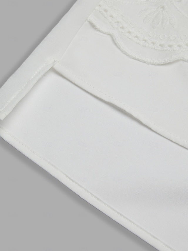 Women's Shirt Blouse Dressy Tops Embroidered Eyelet Solid