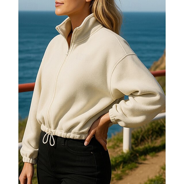 Women's Pullover Sweatshirt Casual Crop Tops Drawstring