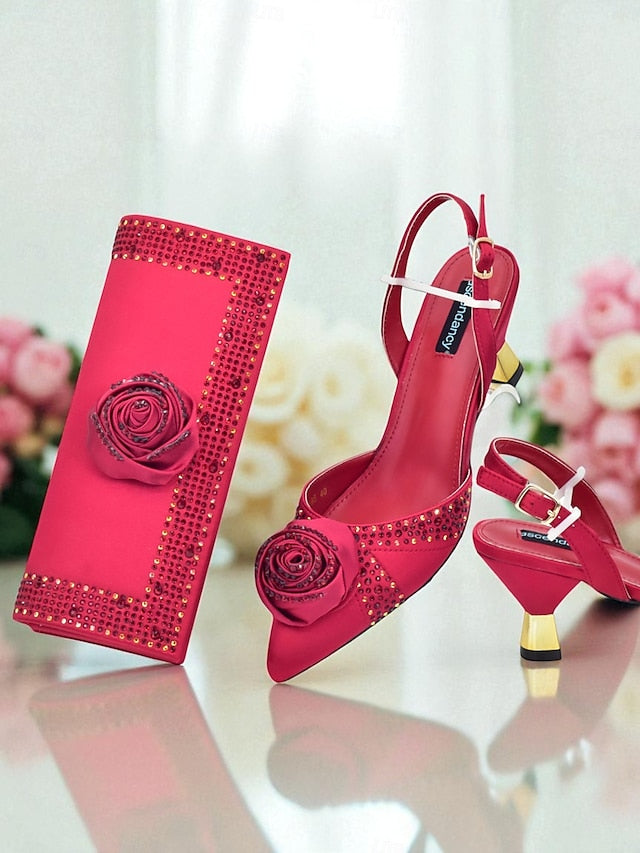 Clutch Set and Women's Slingback - Heels Gold Matching