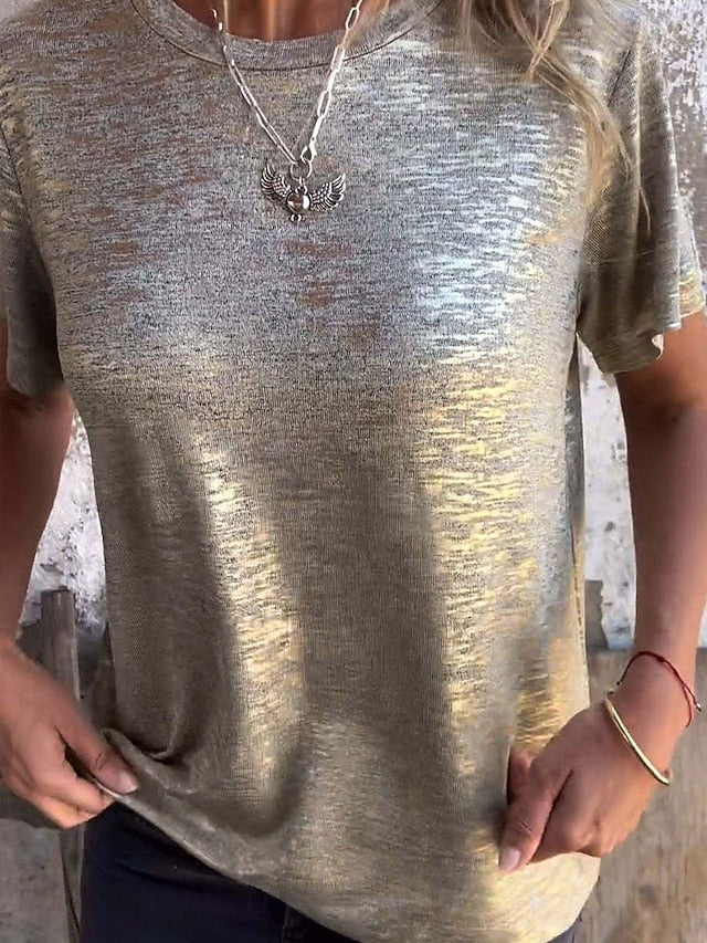 Women's T Shirt Sequins Plain Fashion Modern Casual Short