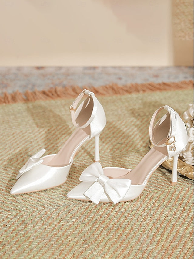 Pointed Pumps Strap Classy – Women's Ankle Bow Champagne