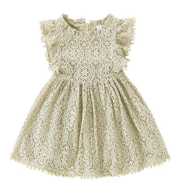 Solid Color Sleeve Girls' Short Party Dress Kids