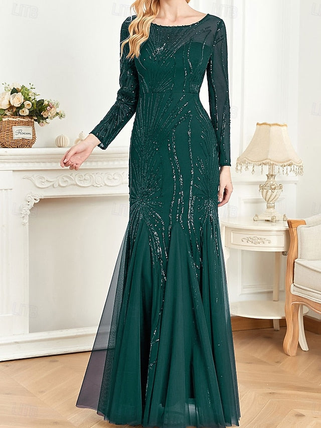 Crew of the Neck Mother Bride Floor Elegant Dress Party