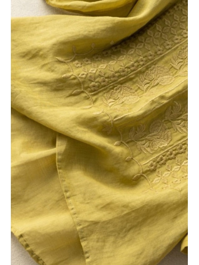 Women's Shirt Cotton Blend Blouse Plain Modern Half Sleeve