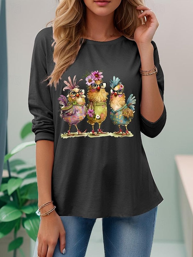 Women's T shirt Long Sleeve Tee 100% Cotton Daily Stylish