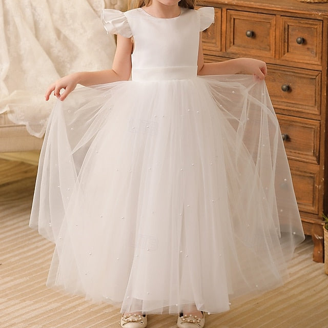 Dress Solid Kids Party Girl Girls' Color Flower