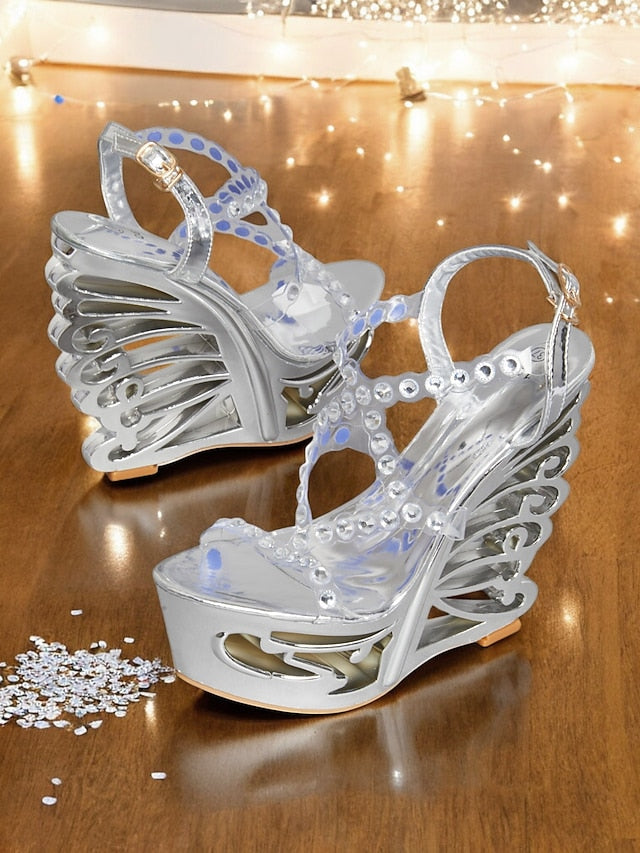 Rhinestone for Sandals Silver Elegant Stiletto – Dance Women