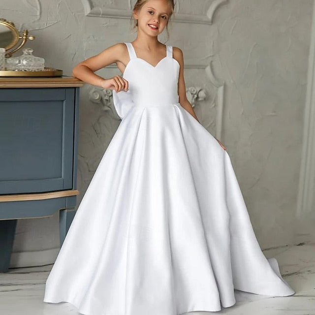 Party Girl Solid Color Dress Girls' Flower Kids
