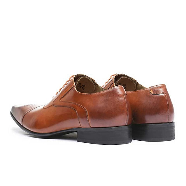 Men's Black Faux Leather Oxford Dress Shoes - Classic Cap Men's Black Faux Leather Oxford Dress Shoes - Classic Cap