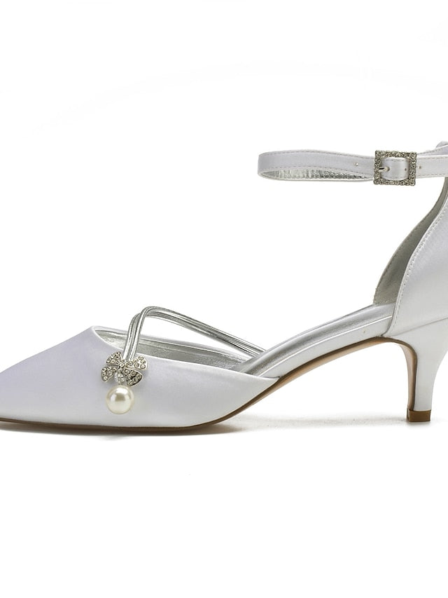 Pearl Blue and Kitten Satin Heels with Dark Women's