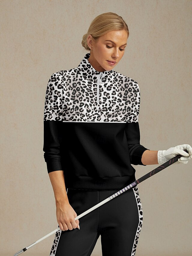 Women's Golf Pullover Sweatshirt Black Long Sleeve Top