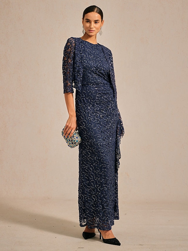 Women's Lace Shirt Sequins Lace Elegant 3/4 Length Sleeve V