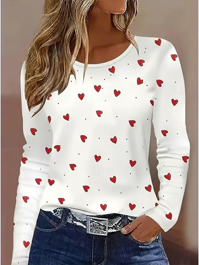 Valentine's Day Women's T Shirt Heart Graphic Vintage