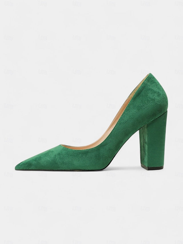 Heel Heels Block | High Pointed Suede Toe Classic Women's