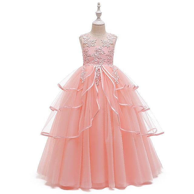 Sleeveless Party Dress Color Girls' Kids Solid