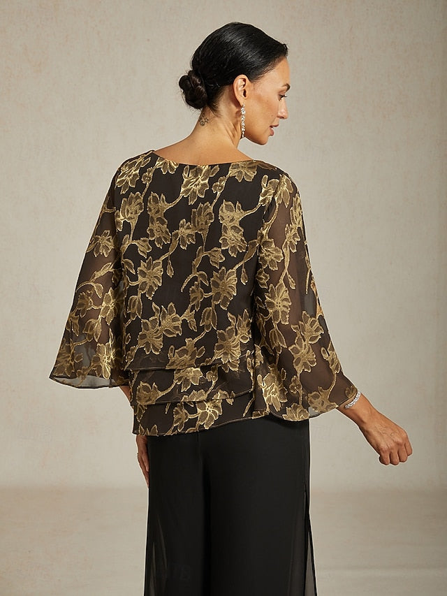 Women's Blouse Chiffon Tops Lace Floral Elegant Stylish