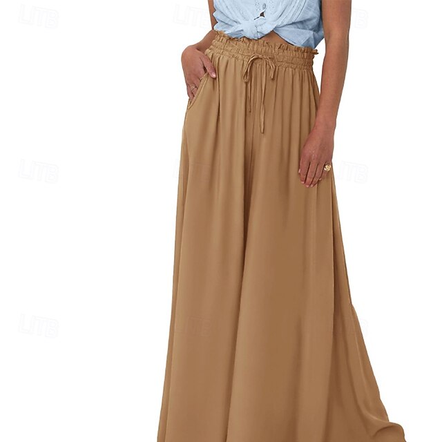 Women's Culottes Wide Leg Slacks Pants Trousers Streetwear