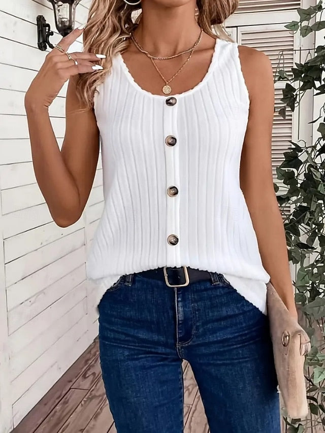 Women's Camp Collar Shirt Buttons Solid Color Stylish Basic