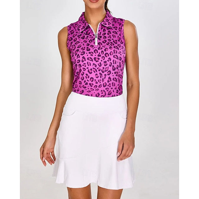 Women's Graphic Leopard Sport Shirt Golf Polo Shirt Tennis