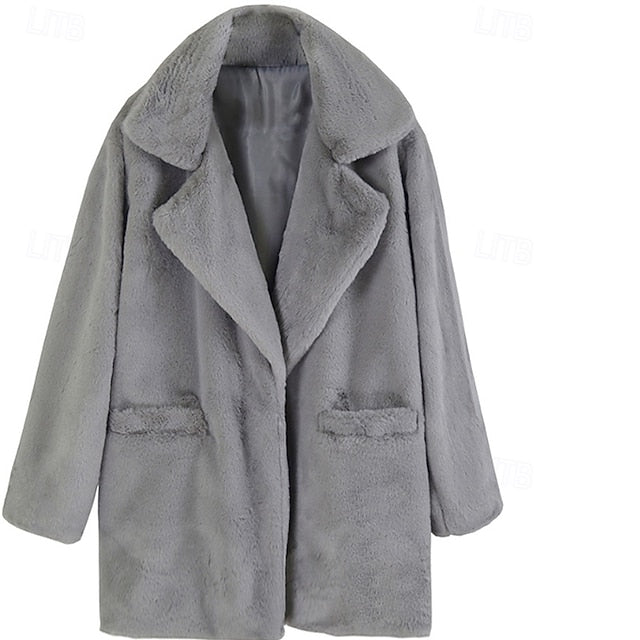 Women's Warm Pocket Fur Coat Comfortable Casual Faux