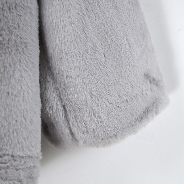 Women's Warm Pocket Fur Coat Comfortable Casual Faux