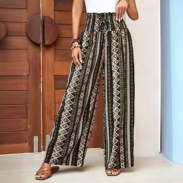 Women's Faux Cotton Linen Culottes Wide Leg Slacks Fashion
