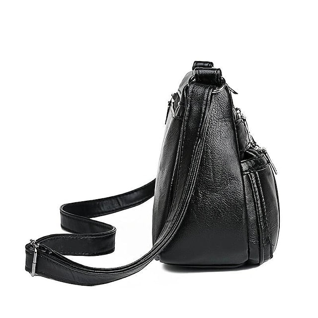 Schwarze Umhängetasche aus Kunstleder im stilvollen Stil – Damen