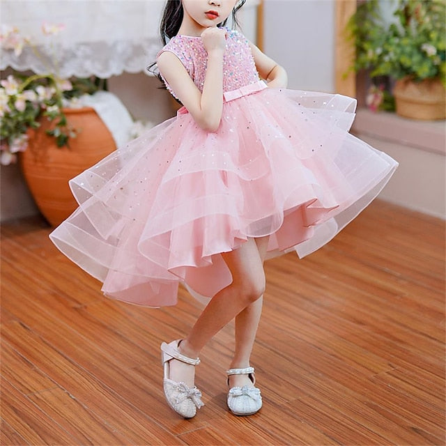 Kids Dress Girls' Solid Sleeveless Color Party