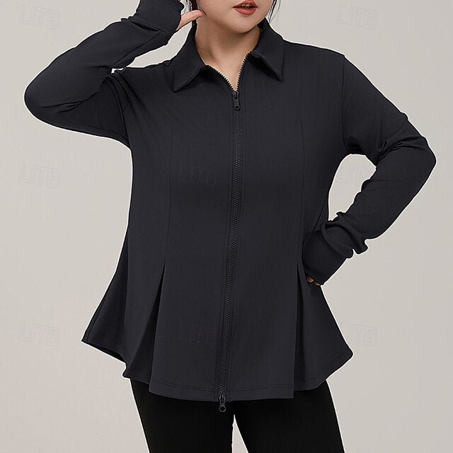 Women's Yoga Jacket Workout Outfits Lapel Lightweight Full