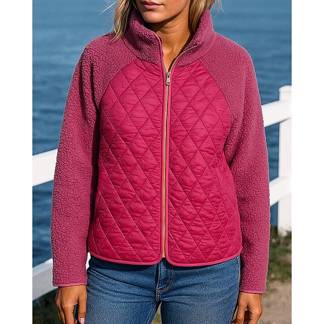 Women's Fleece Jacket Winter Coat Puffer Jacket Zip Up Long