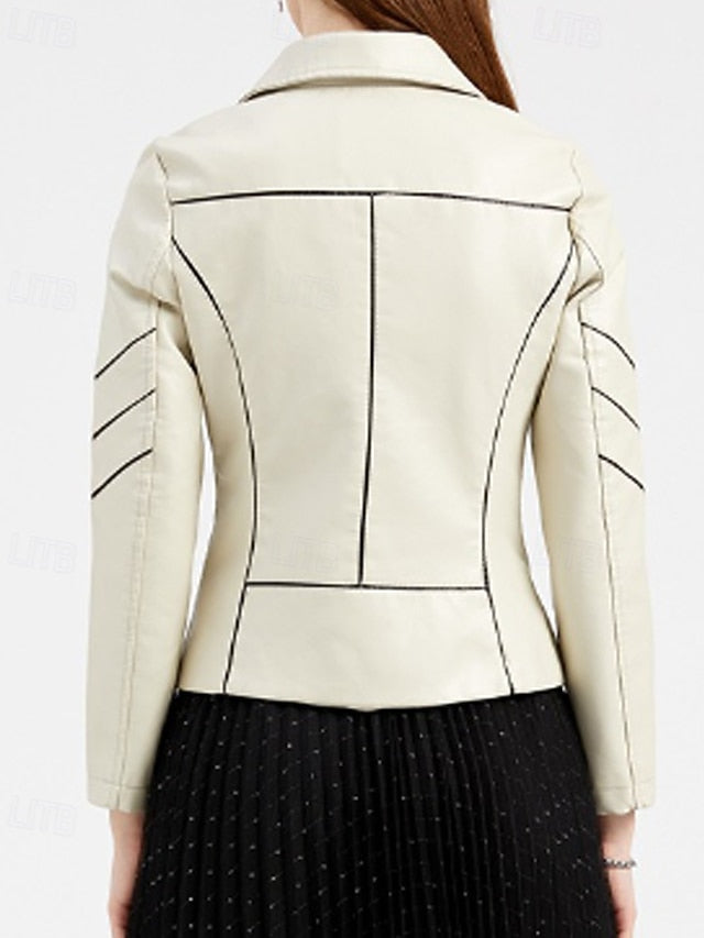 Pocket Women's Comfortable Faux Jacket Leather Zipper