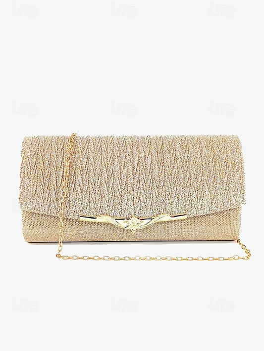 - Evening Clutch Elegant Party Gold Handbag Glitter Women's
