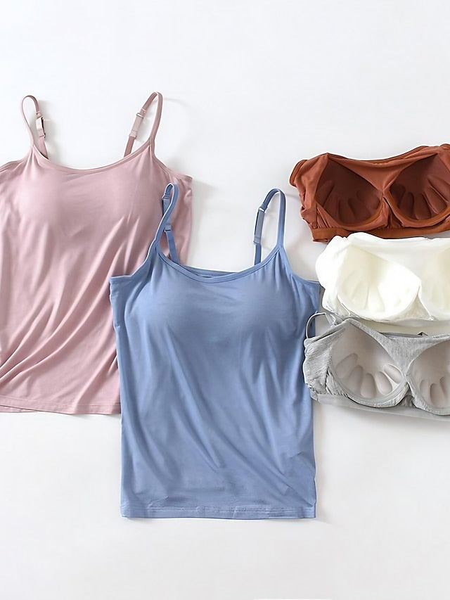 Women's Camisole Tank Top Plain Basic Sleeveless U Neck