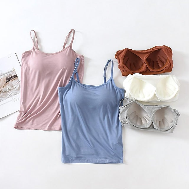 Multi Packs 3pcs Women's U Neck Sleeveless Khaki+White+Gray