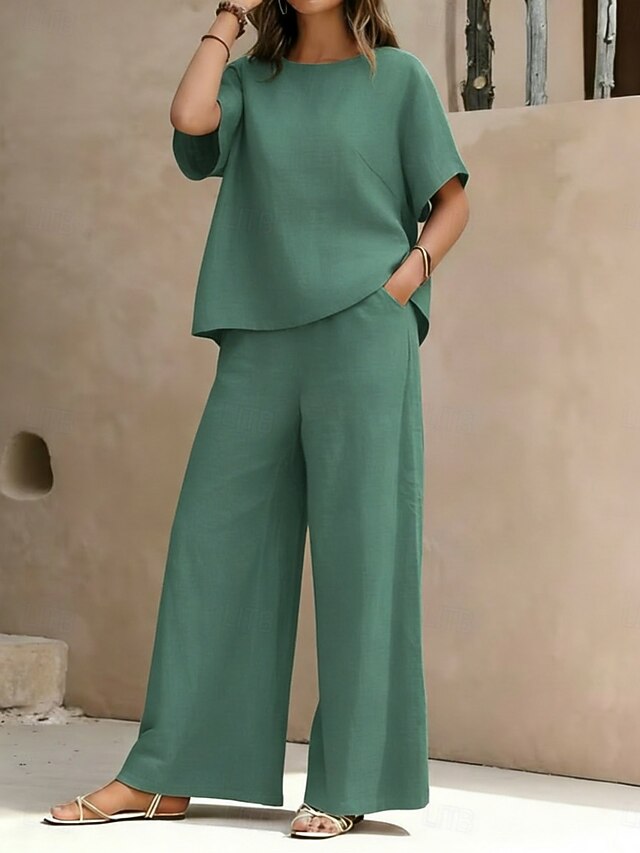 Women's Two Piece Sets Pants Sets Bolero Short Sleeve Crew