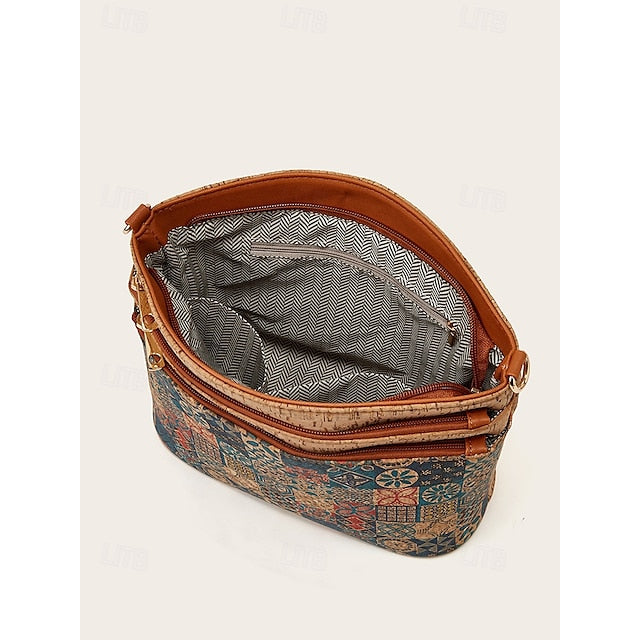 Sac bandoulière bohème vintage à motifs géométriques - Sac léger