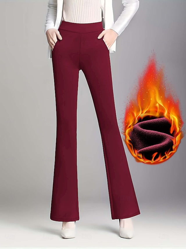 Autumn and winter warm micro flared pants women's new high