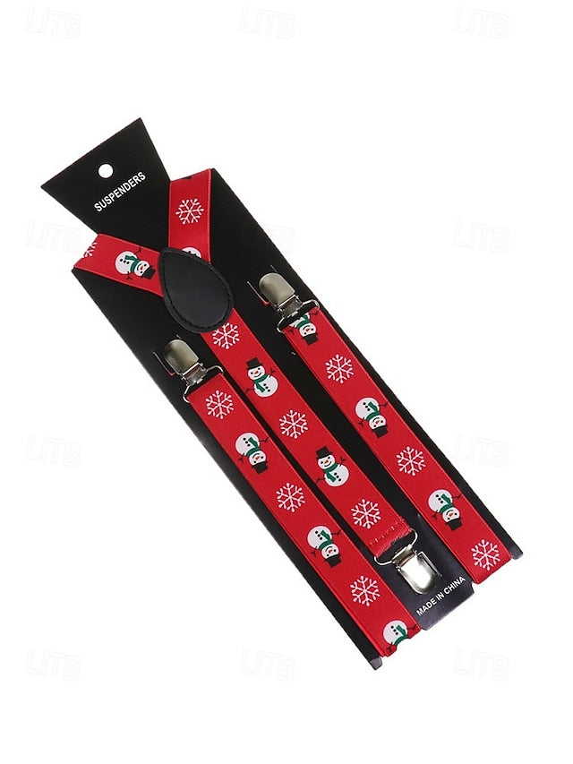 Suspenders Men's Christmas with Snowman