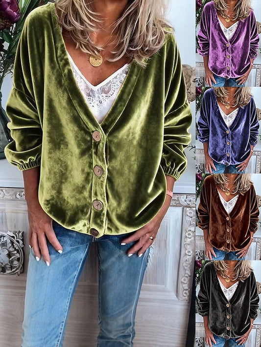 Women's Blouse Buttons Solid Color Vacation Stylish Casual