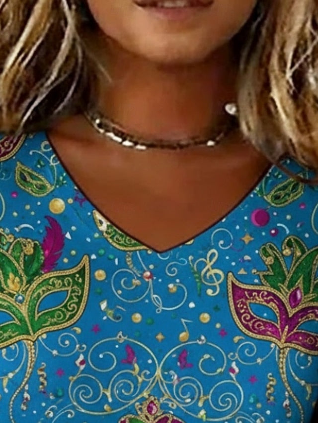 Carnival Women's T Shirt Print Graphic Vintage Casual Short