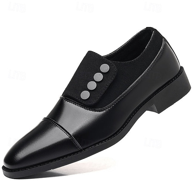 Button Men's Shoes Classic Decor Slip-On Black