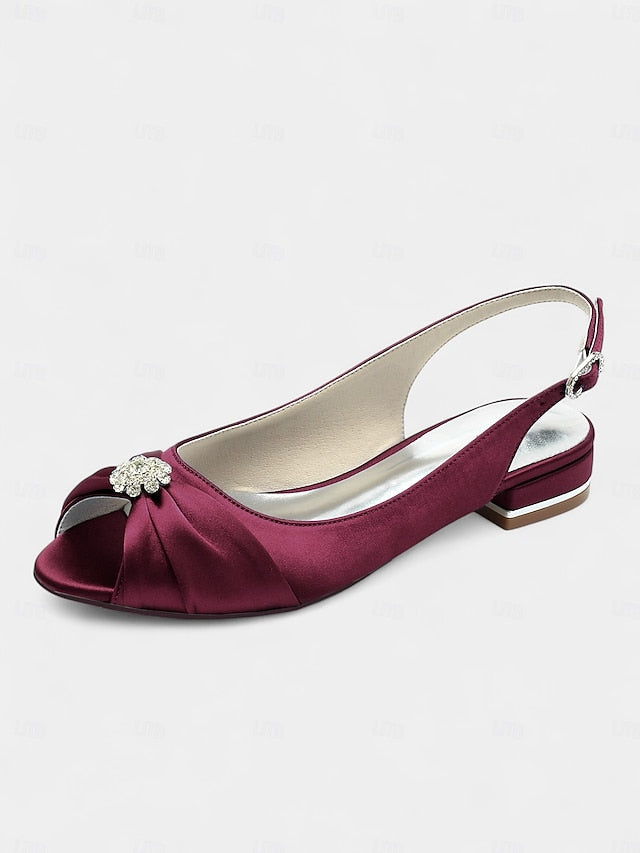 Wedding with Crystal Slingback Women's Satin Heels