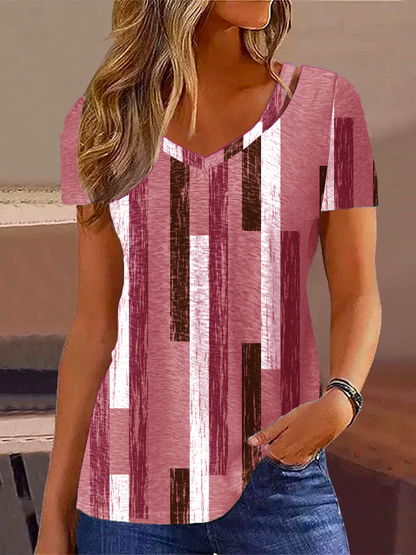 V Neck Casual Striped Shirt  mm294 - fabuloryshop