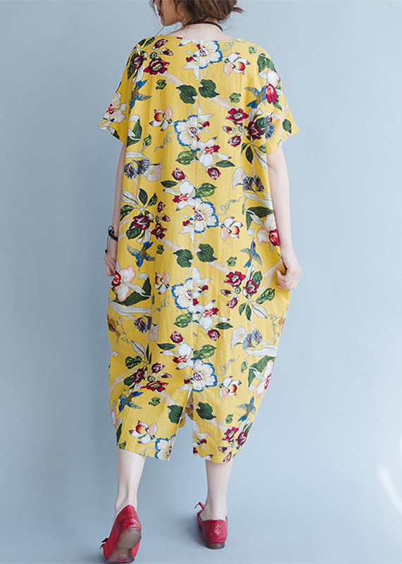 Women Yellow Midi Vintage Dresses - fabuloryshop