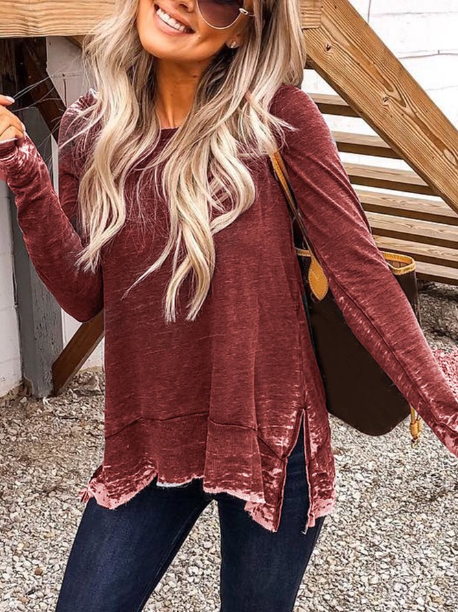 Plus Size Crew Neck Casual Long Sleeve Tops TY1051 - fabuloryshop